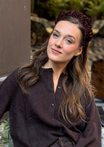Viola Medium Velvet Headband – Chocolate Brown