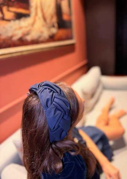 Luna Tie Headband – Navy Blue