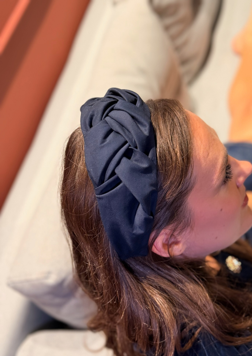 Luna Tie Headband – Navy Blue