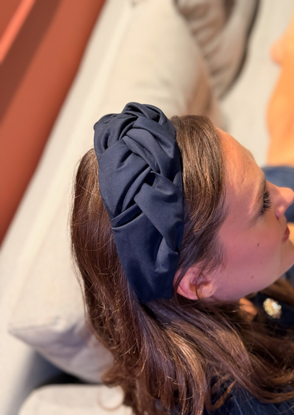 Luna Tie Headband – Navy Blue