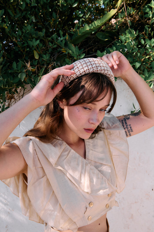 Venus Narrow Crochet Headband – Mocha