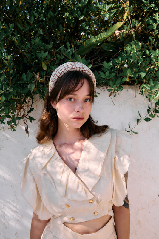 Venus Narrow Crochet Headband – Mocha