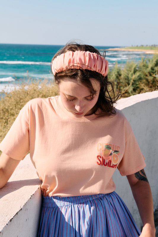 Mila Narrow Headband – Peach
