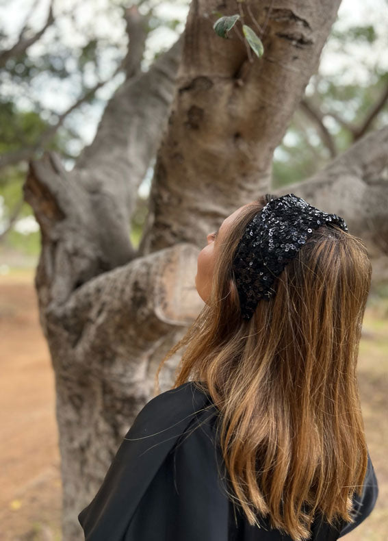 Arbel Headband, Black Sequins