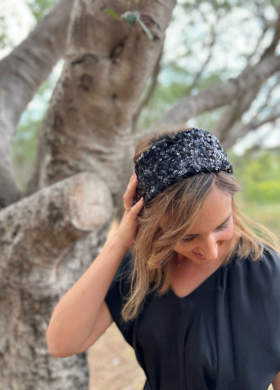 Arbel Headband, Black Sequins