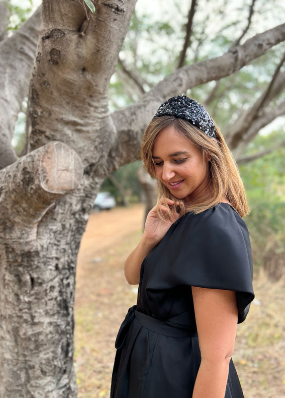 Arbel Headband, Black Sequins