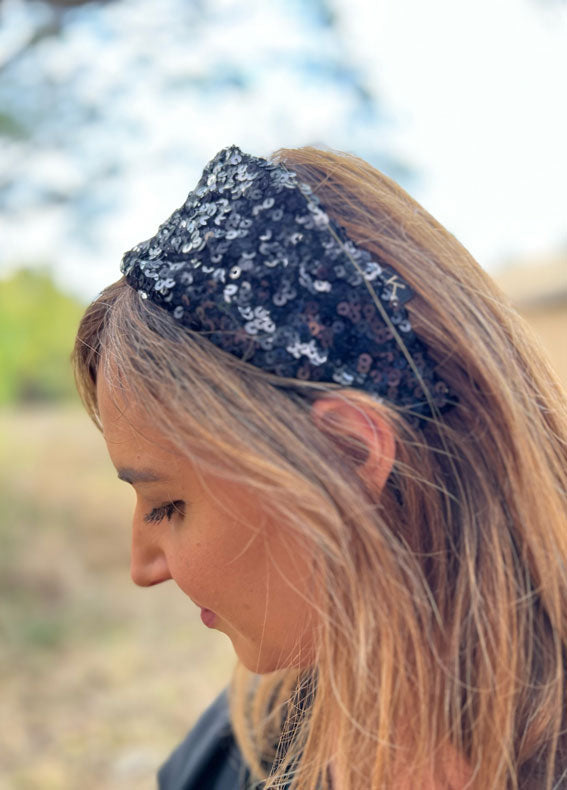 Arbel Headband, Black Sequins