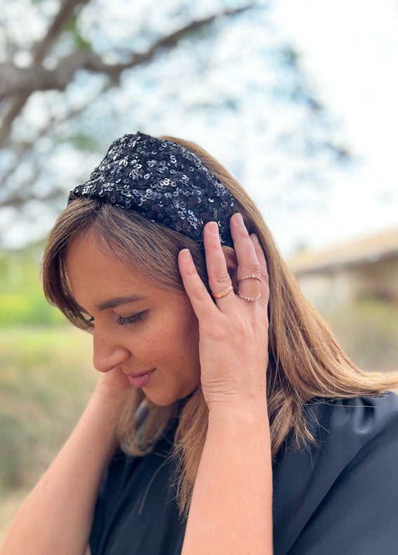 Arbel Headband, Black Sequins