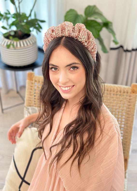 Viola Headband, Rose Gold Sequin