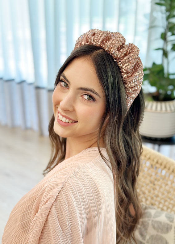 Viola Headband, Rose Gold Sequin