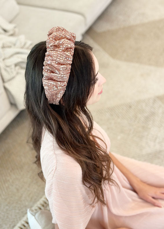 Viola Headband, Rose Gold Sequin