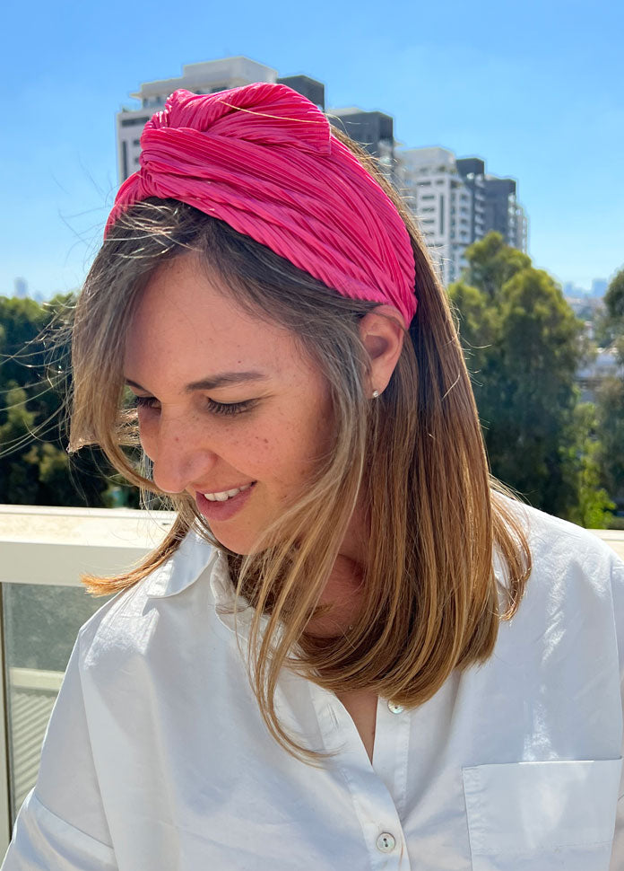 Lotus Headband, Pleated Pink