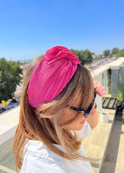 Lotus Headband, Pleated Pink