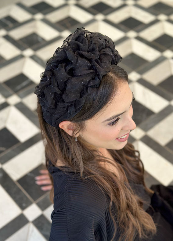 Wide Renee Headband, Black Sparkle