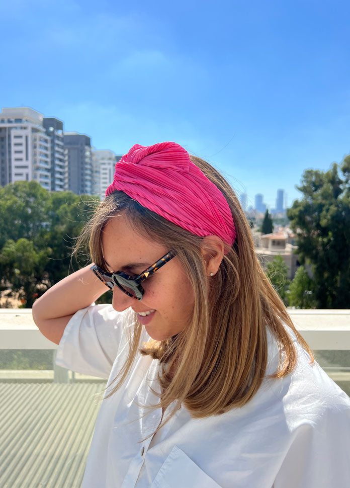 Lotus Headband, Pleated Pink