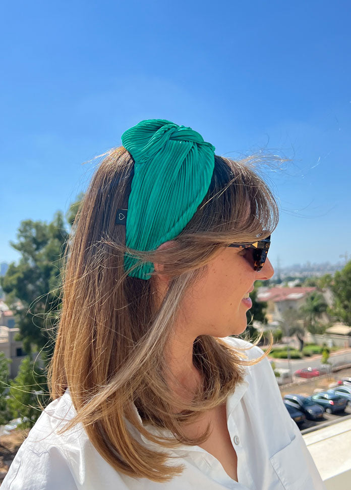 Lotus Headband, Pleated Green