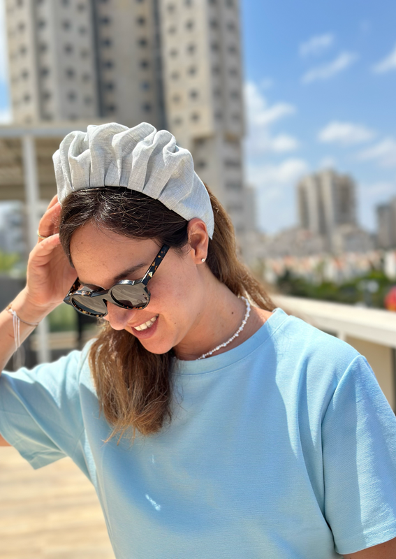 Wide Viola Headband, Grey Linen