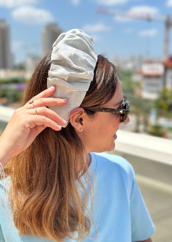 Wide Viola Headband, Grey Linen