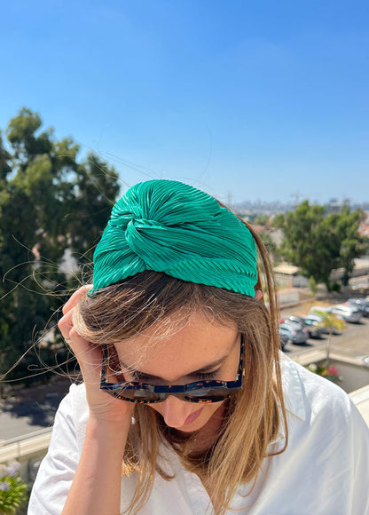 Lotus Headband, Pleated Green