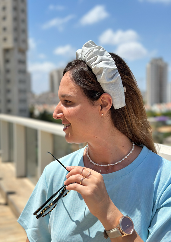 Viola Headband, Grey Linen