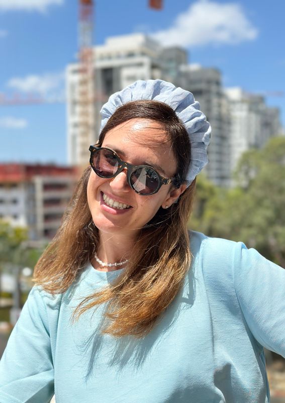 Viola Headband, Sky Blue Linen