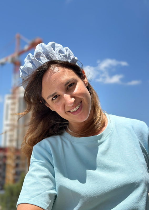 Wide Viola Headband, Sky Blue Linen