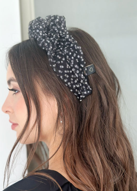 Renee Headband, Dotted Black