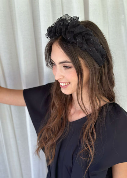 Renee Headband, Black Sparkle