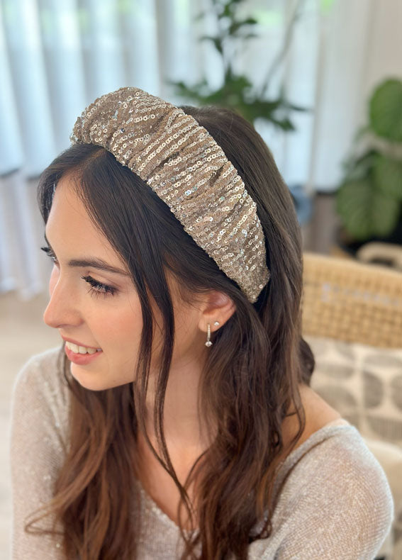 Viola Headband, Brushed Silver Sequin