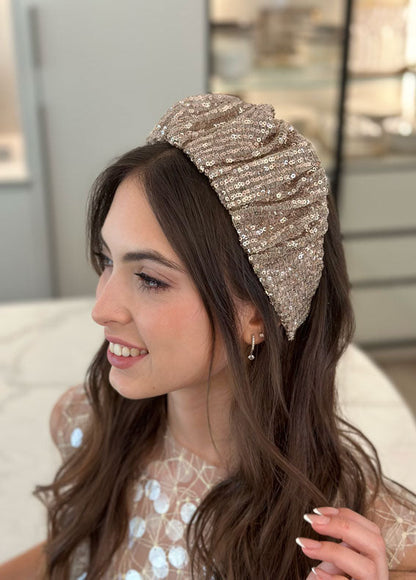 Wide Viola Headband, Bronze Sequin