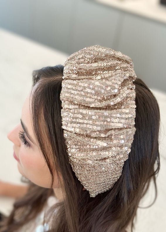 Wide Viola Headband, Bronze Sequin