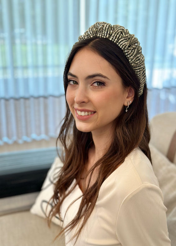 Viola Headband, Gold Sequin