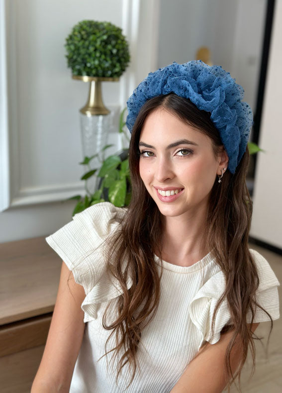 Wide Renee Headband, Blue Sparkle