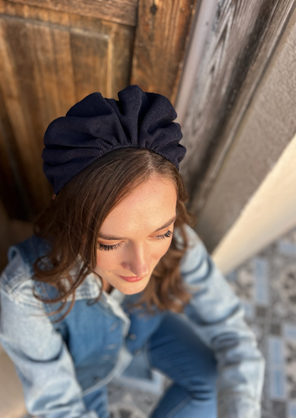 Medium Celine Headband, Blue Corduroy