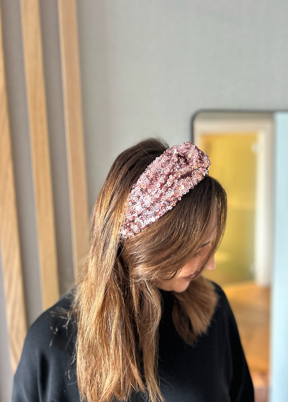 Zoe Headband, Pink Sequins