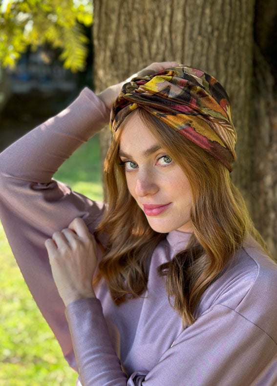 Aisha Full Circle Headband, Mustard Yellow Velvet