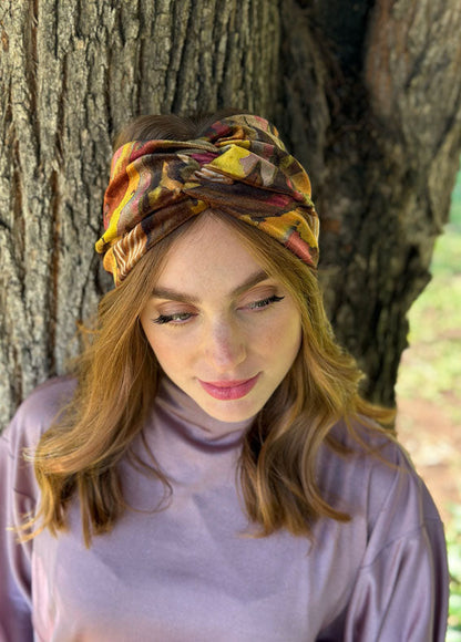 Aisha Full Circle Headband, Mustard Yellow Velvet