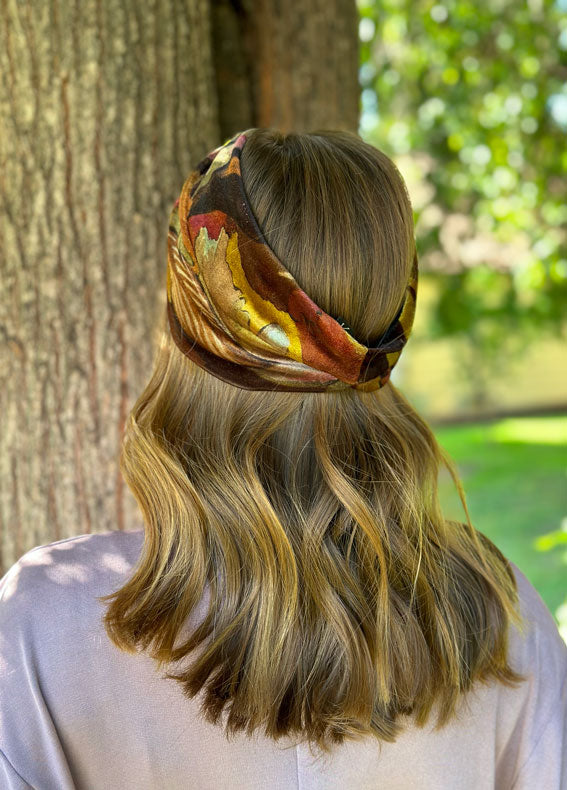 Aisha Full Circle Headband, Mustard Yellow Velvet