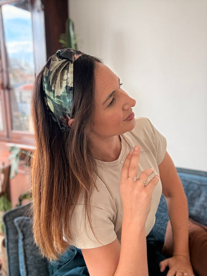 Zoe Velvet Headband, Green Tones