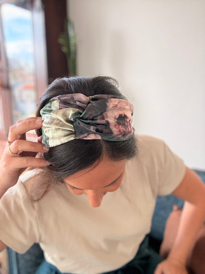 Zoe Velvet Headband, Green Tones