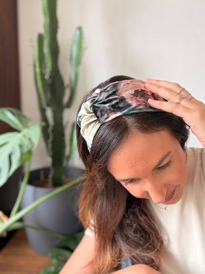 Zoe Velvet Headband, Green Tones