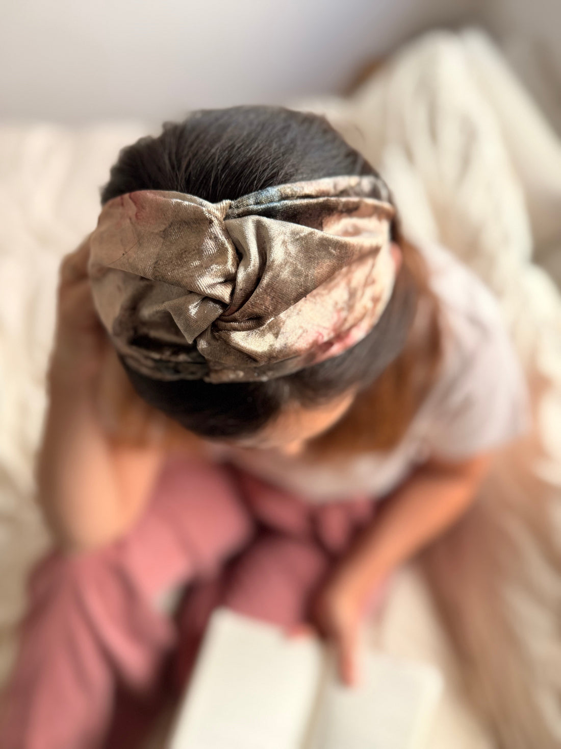 Zoe Velvet Headband, Pink Tones