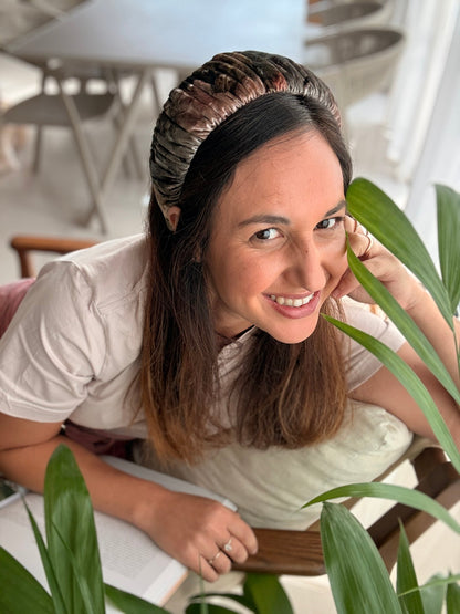 Mila Medium Velvet Headband, Pink Tones