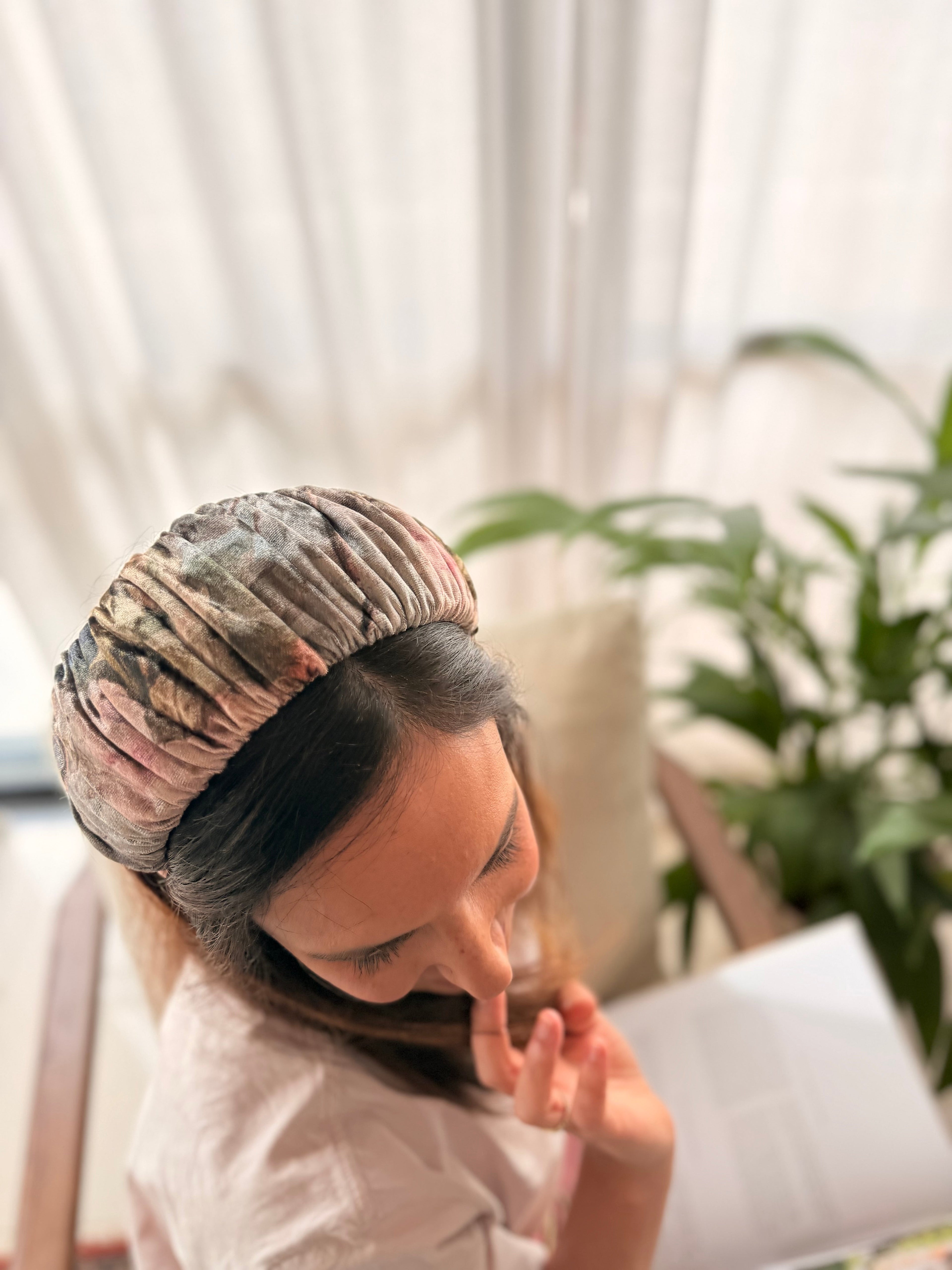 Mila Medium Velvet Headband, Pink Tones