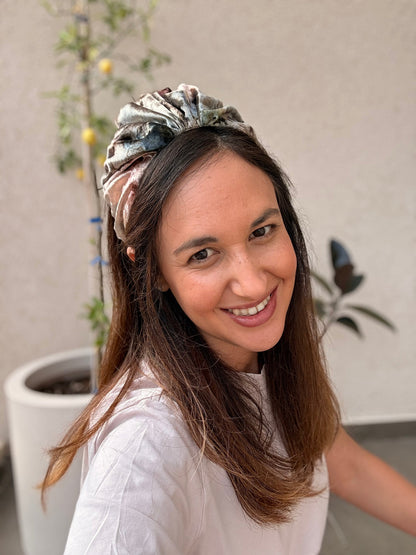 Celine Wide Velvet Headband, Pink Tones