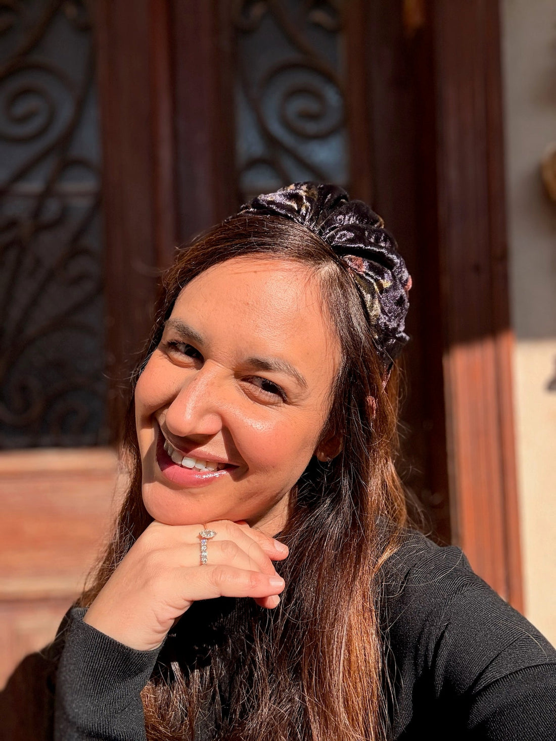 Celine Medium Velvet Headband, Deep Black