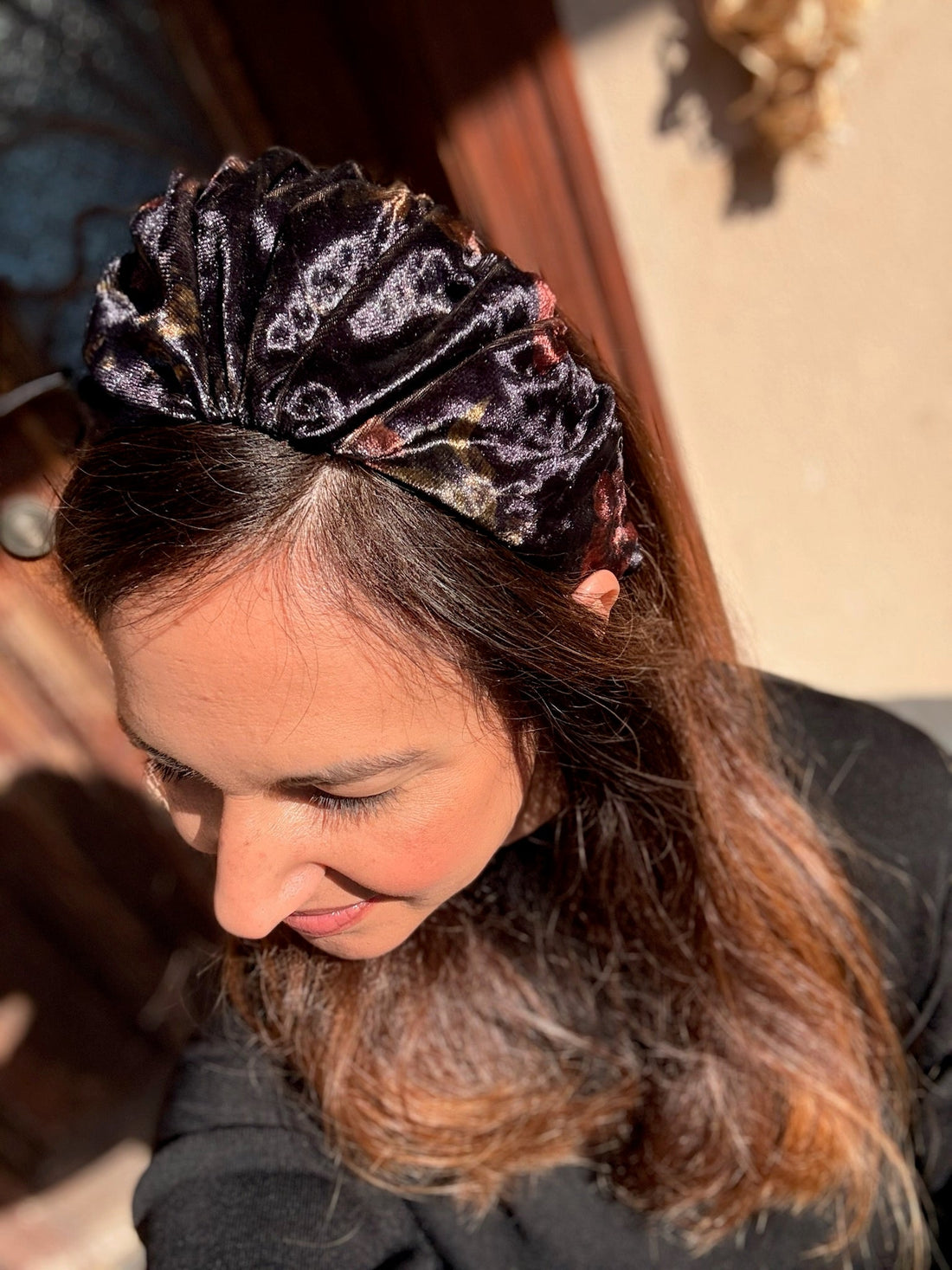 Celine Medium Velvet Headband, Deep Black