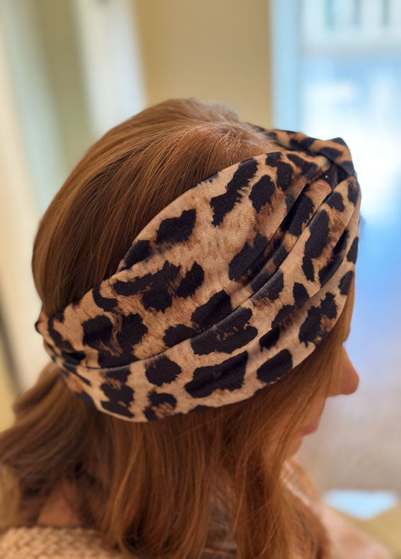 Aisha Full Circle Headband, Leopard Velvet