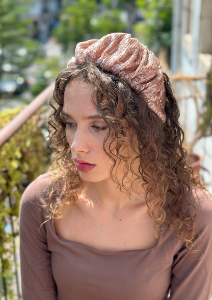 Wide Viola Headband, Mocha Sequin