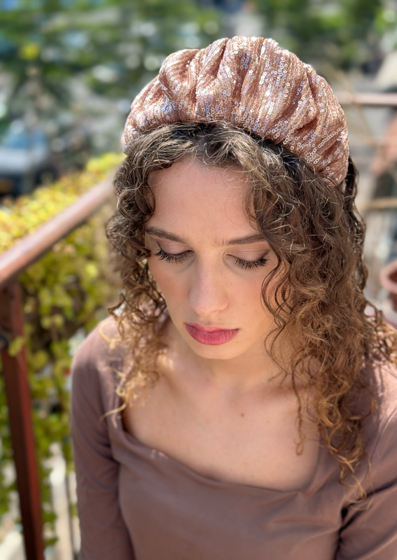 Wide Viola Headband, Mocha Sequin